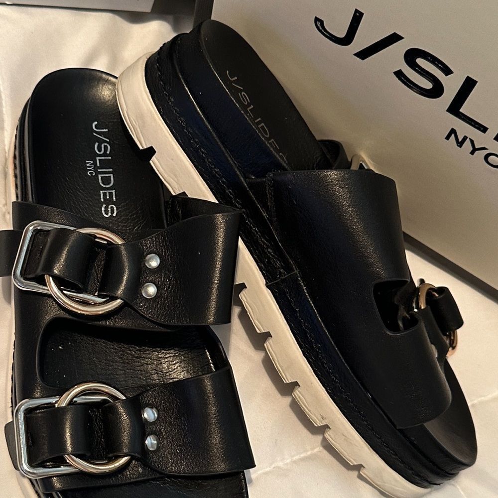 J/SLIDES BUCKLE Platform Sandals. Used in good condition. Size 6.5. - Picture 2 of 5